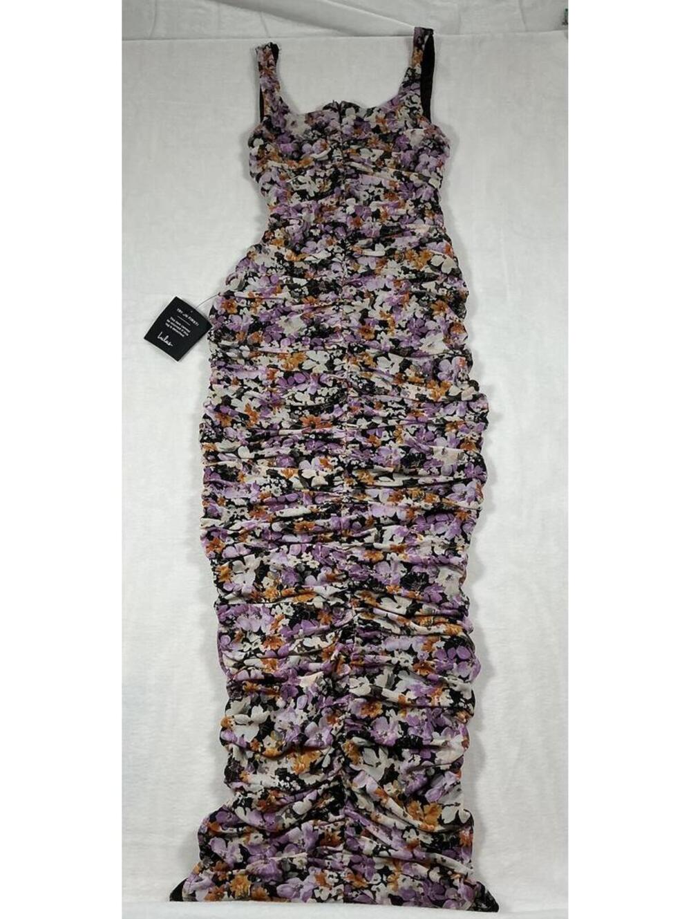 Lulus Floral Ruched Midi Dress Size S New With Tags - Picture 3 of 9